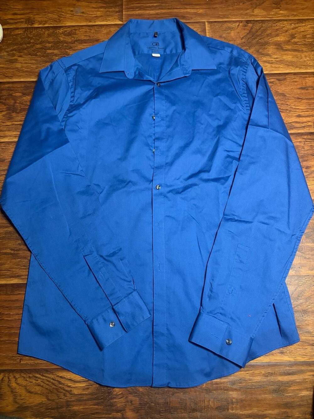 Geoffrey Beene Dress Shirt Size 16.5 36/37 Blue Slim Fit Wrinkle Free